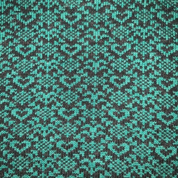 vintage bay club medium wool acrylic blend sweater mockneck hearts‎ blue grey - Picture 6 of 7